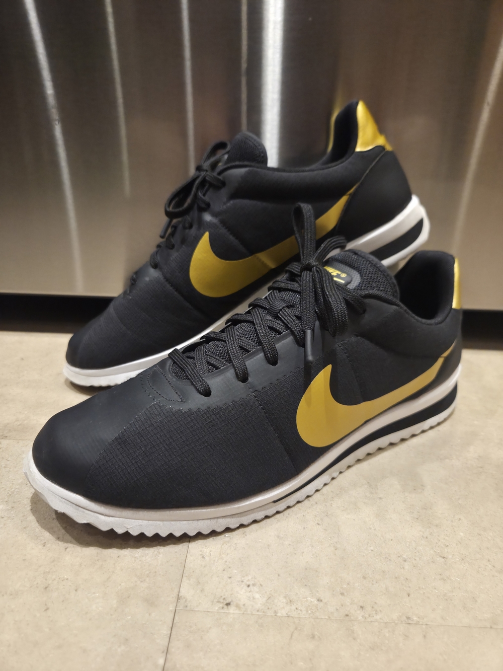 Nike Cortez Ultra QS Bruno Mars Size 12 Men's Black and Gold Super Bowl 50 Rare